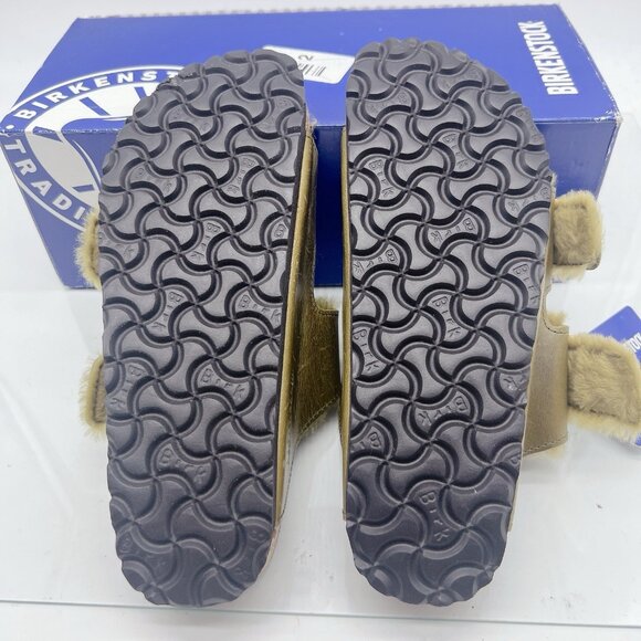 Birkenstock Arizona Big Buckle Shearling Olive Green Sandals Oil Leather EU 37 - Picture 10 of 13